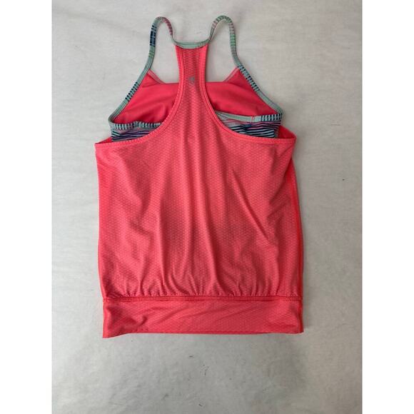 Ivivva Lululemon Tank Workout Top Build-In Sports Bra Girls Coral Size 10 - Picture 1 of 9